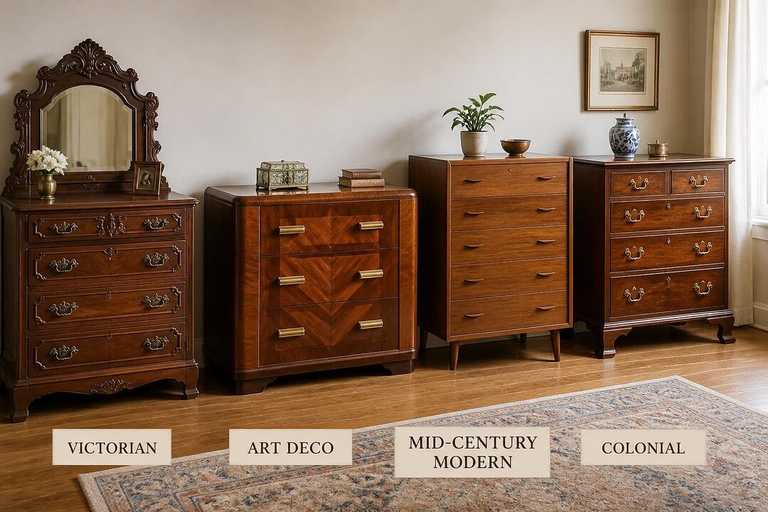 learn simple tips and tricks to easily identify different styles of antique dressers and enhance your vintage furniture knowledge.