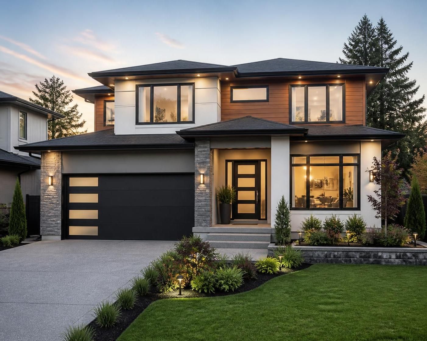 explore innovative design ideas for a stylish two-storey house with a spacious garage, perfect for modern living and efficient space use.