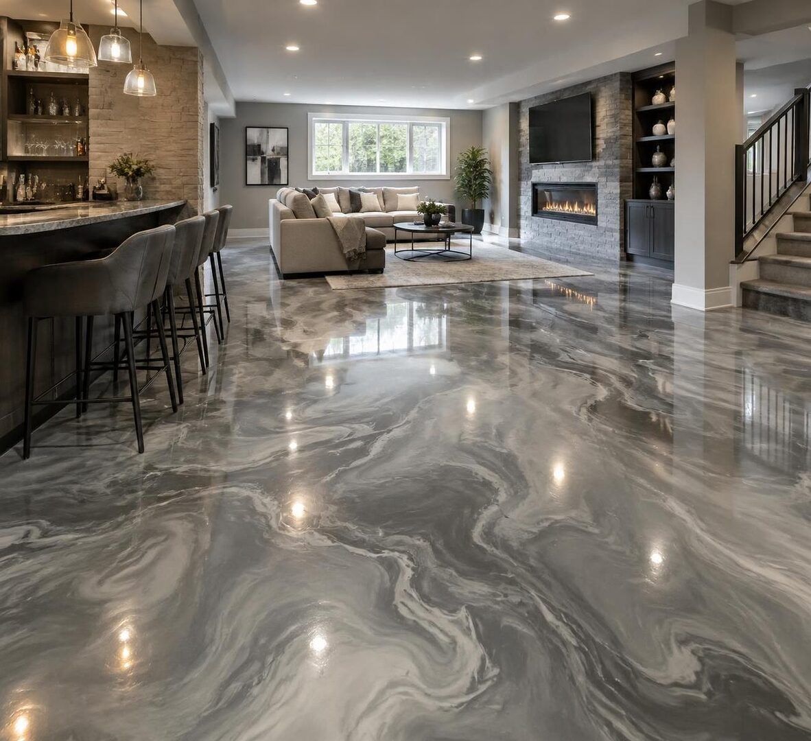 discover how luxury epoxy floor coatings outperform standard options with superior durability, a high-end finish, and customizable design.